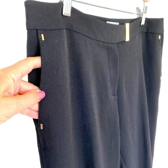 Tahari black trousers with gold accents, with narrow leg opening, medium rise - Picture 6 of 14